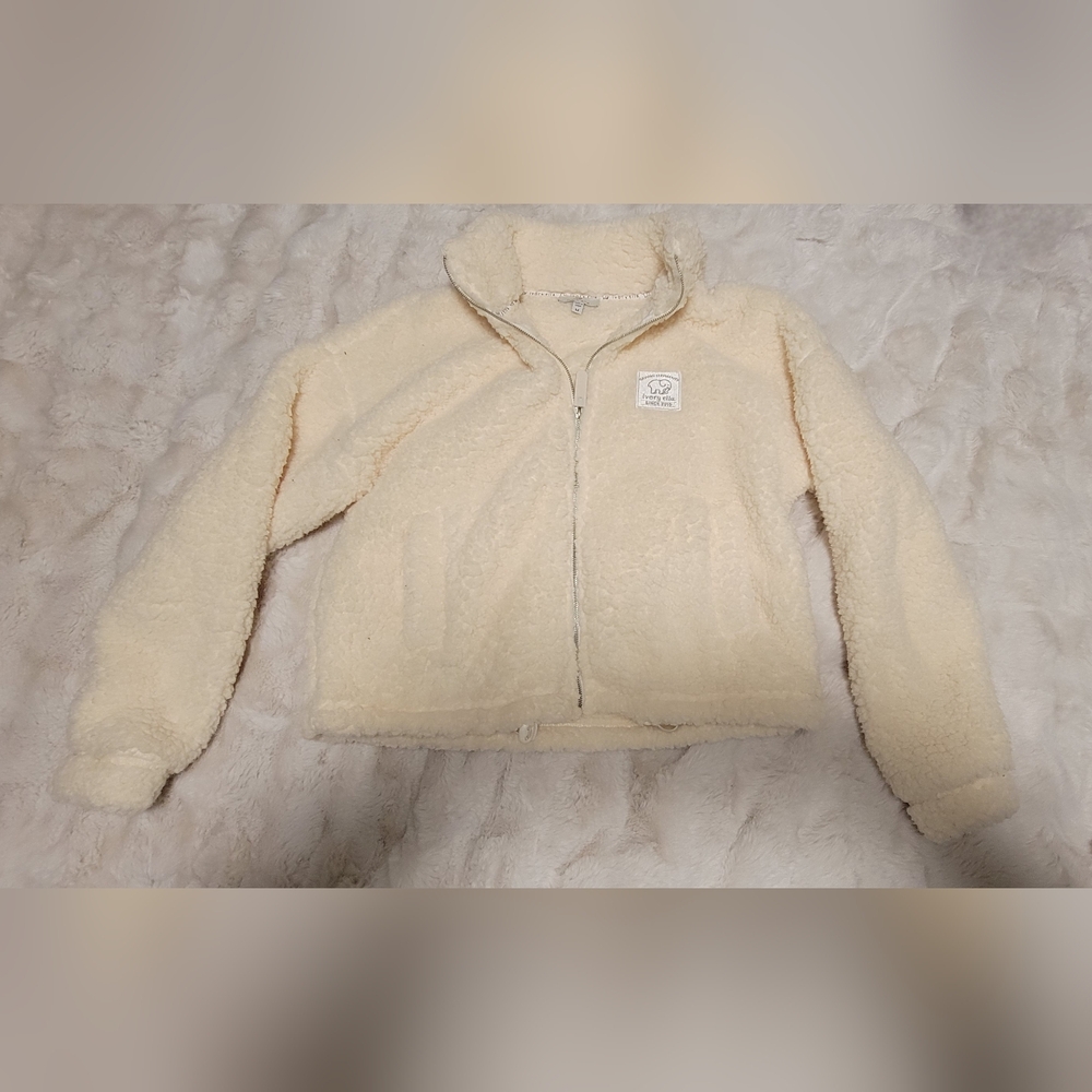 Ivory Ella Ivory Sherpa Cropped Women's Jacket